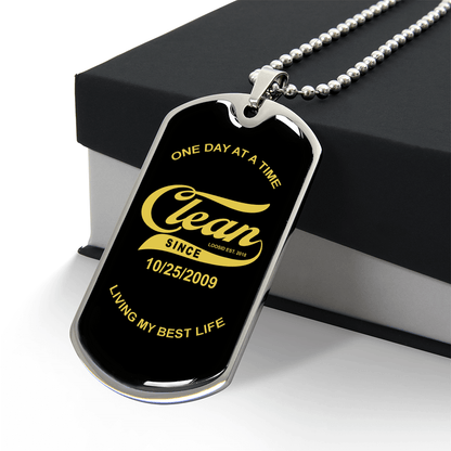 sobriety gift clean since dog tag personalized jewelry