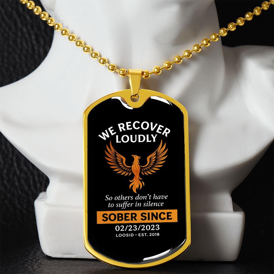 We Recover Loudly Dog Tag