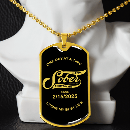 Happy Sober Anniversary W Sober Date Sober Jewelry fit detail (view 9)
