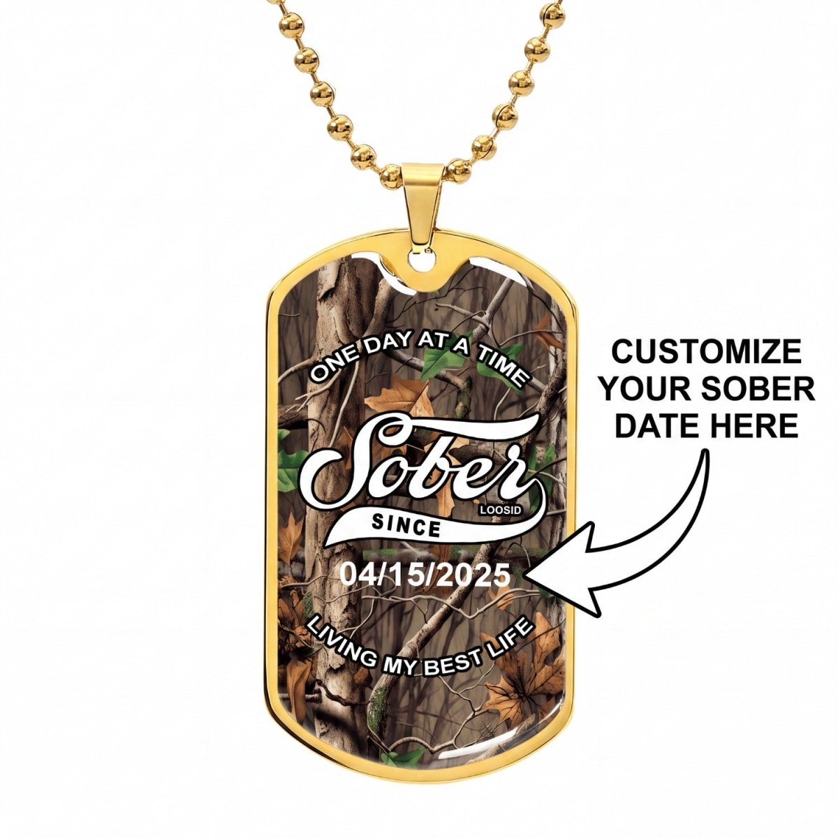 Sobriety Gift | Hunting Camo Sober Since Jewelry