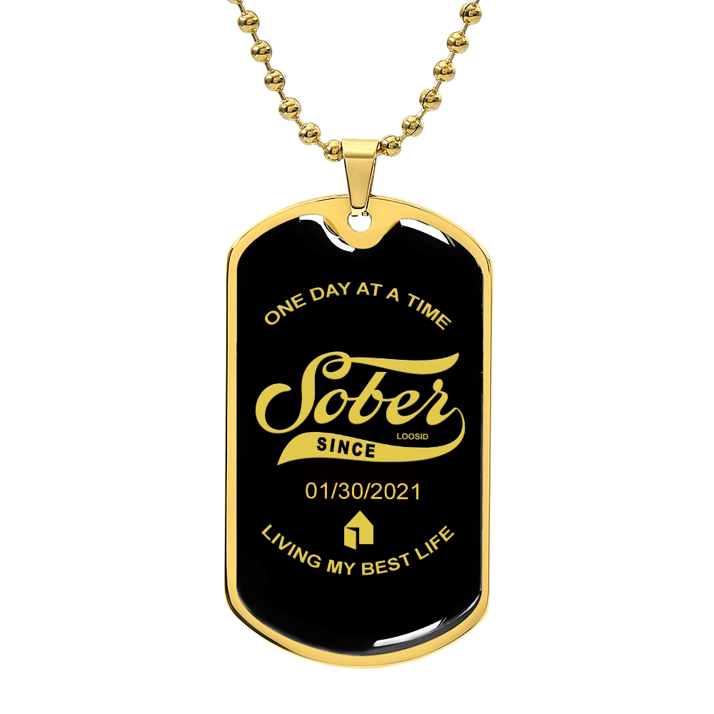 Mar Loosid Sober Since Dog Tag w/Personalized Sobriety Date