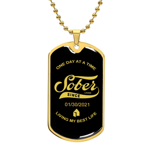 Mar Loosid Sober Since Dog Tag w/Personalized Sobriety Date
