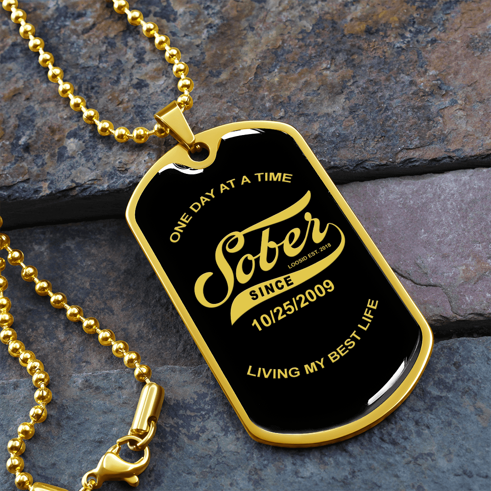 Custom sober since dog tag jewelry for men