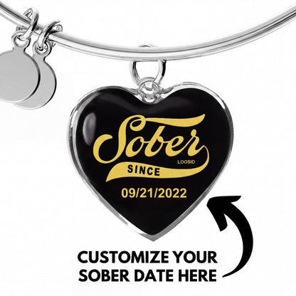 Sobriety Gift | Sober Since Heart Bangle