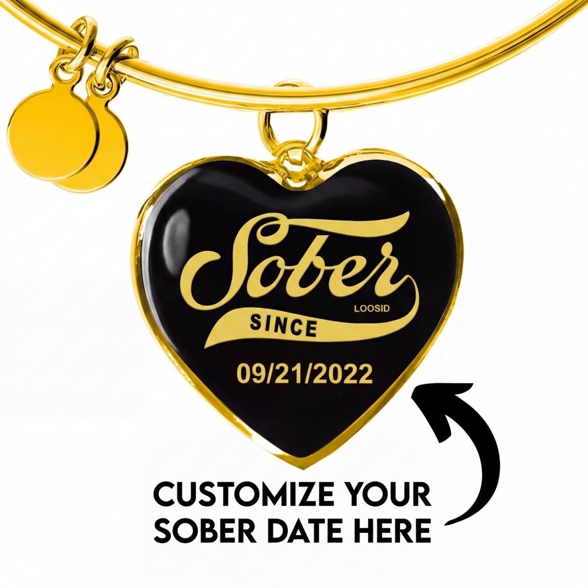 Sobriety Gift | Sober Since Heart Bangle