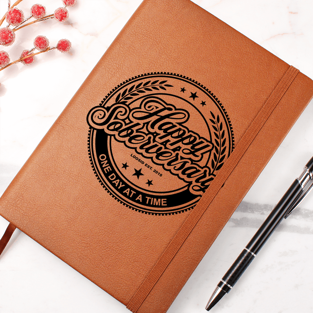 Happy Soberversary Vegan Leather Journal