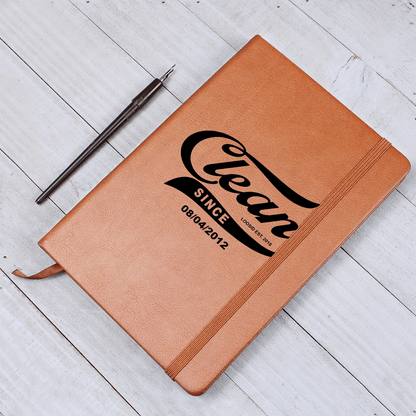 Clean Since Vegan leather Journal w/ Personalized Sobriety Date