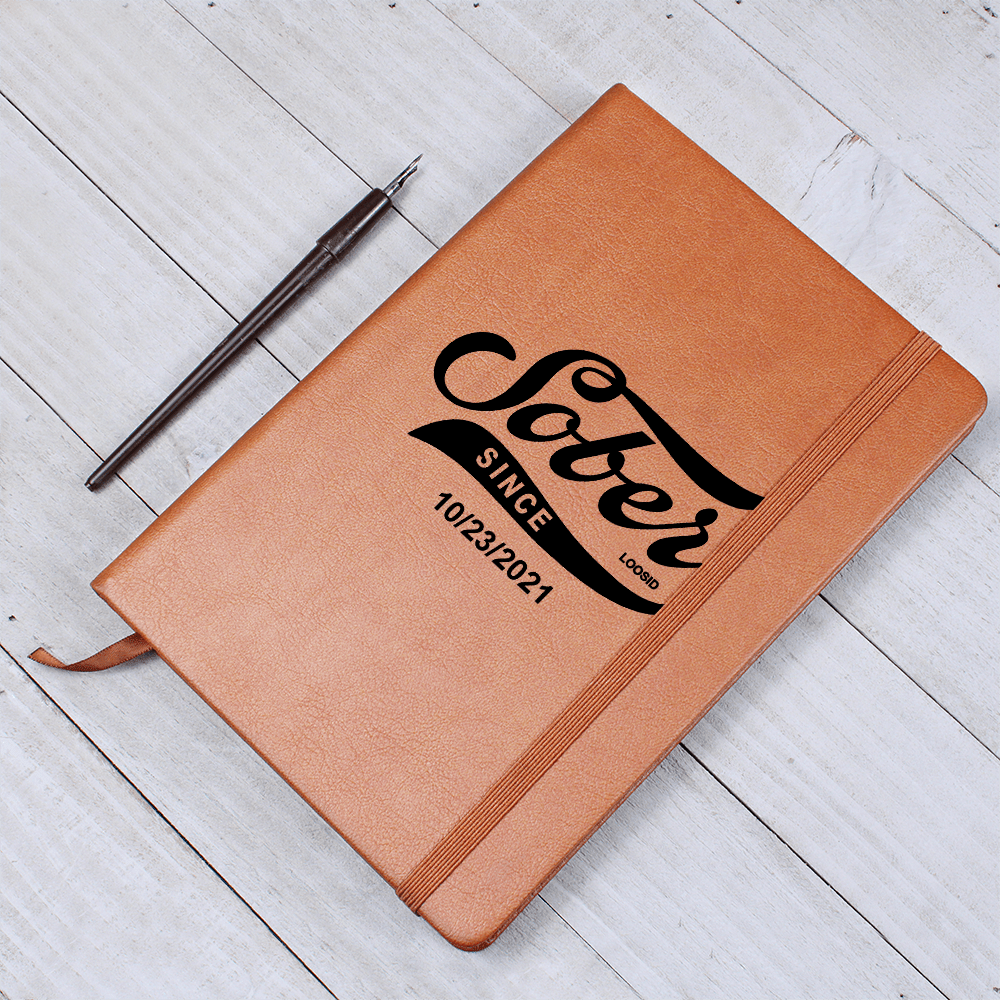 Sobriety Gift | Sober Since Vegan Leather Journal with Date