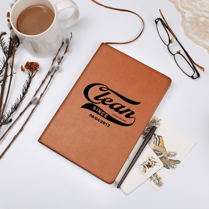 Clean Since Vegan leather Journal w/ Personalized Sobriety Date