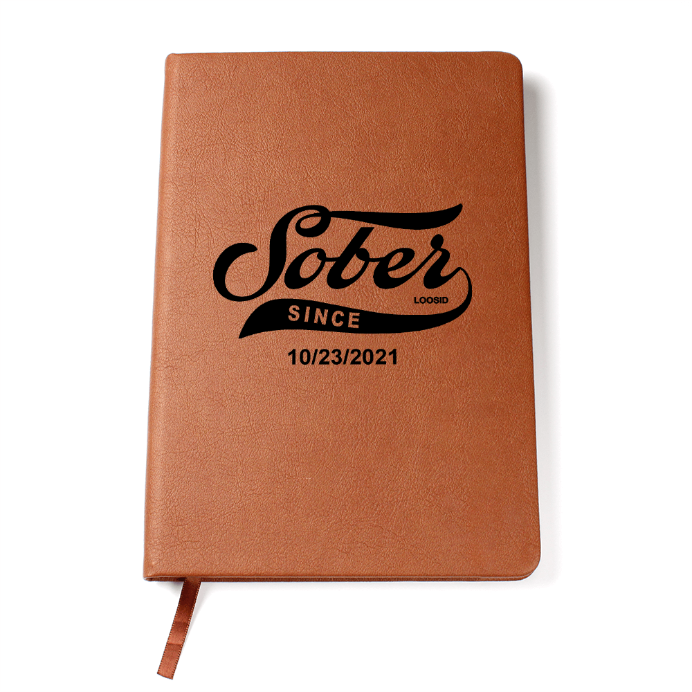 Sober Since Vegan leather Journal w/ Personalized Sobriety Date