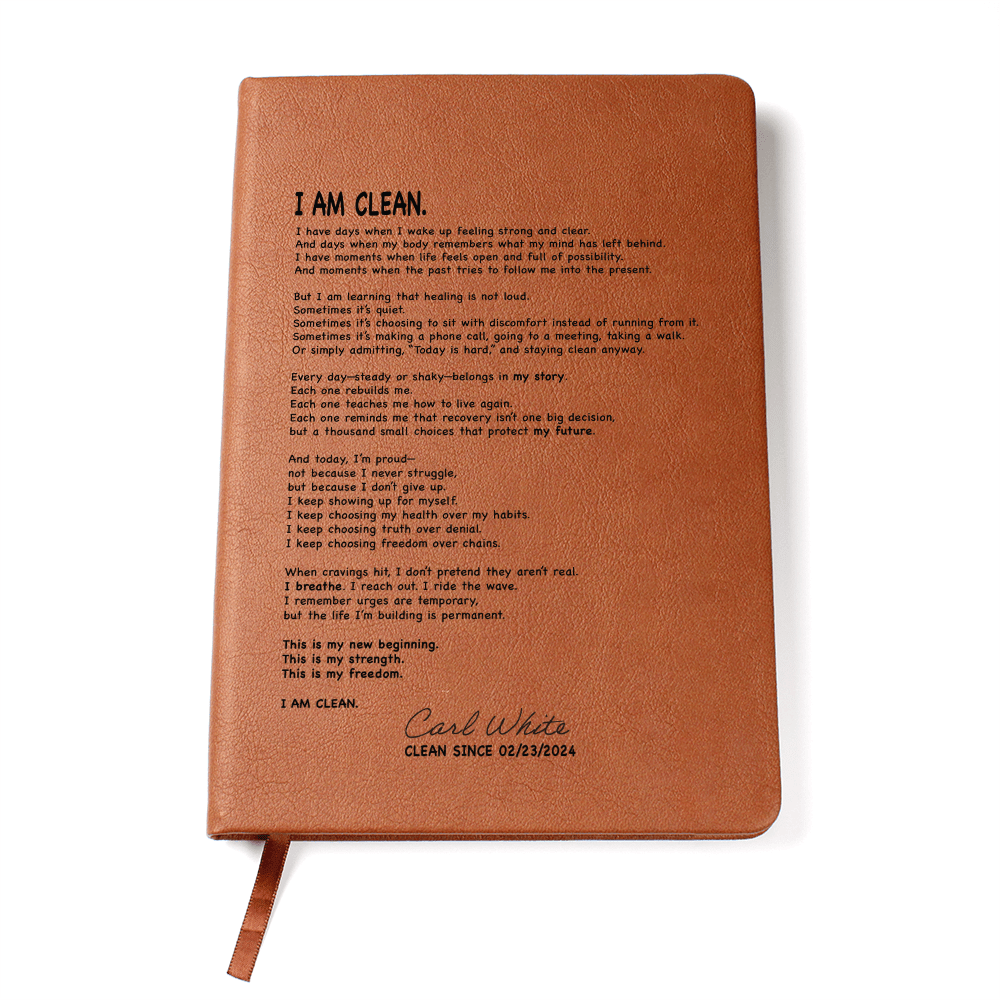 I AM CLEAN sober journal - front