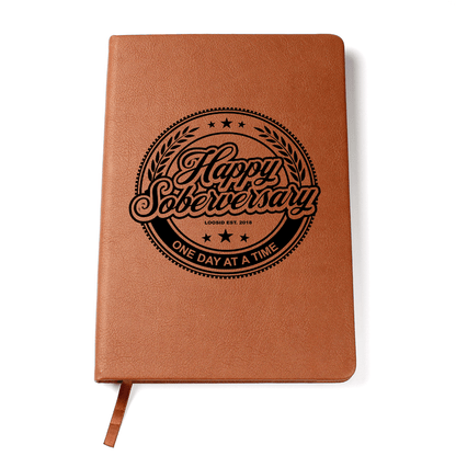 Happy Soberversary Vegan Leather Journal