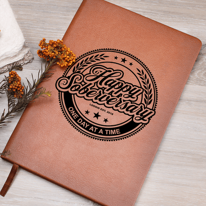 Happy Soberversary Vegan Leather Journal