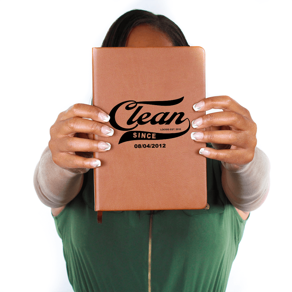 Clean Since Vegan leather Journal w/ Personalized Sobriety Date
