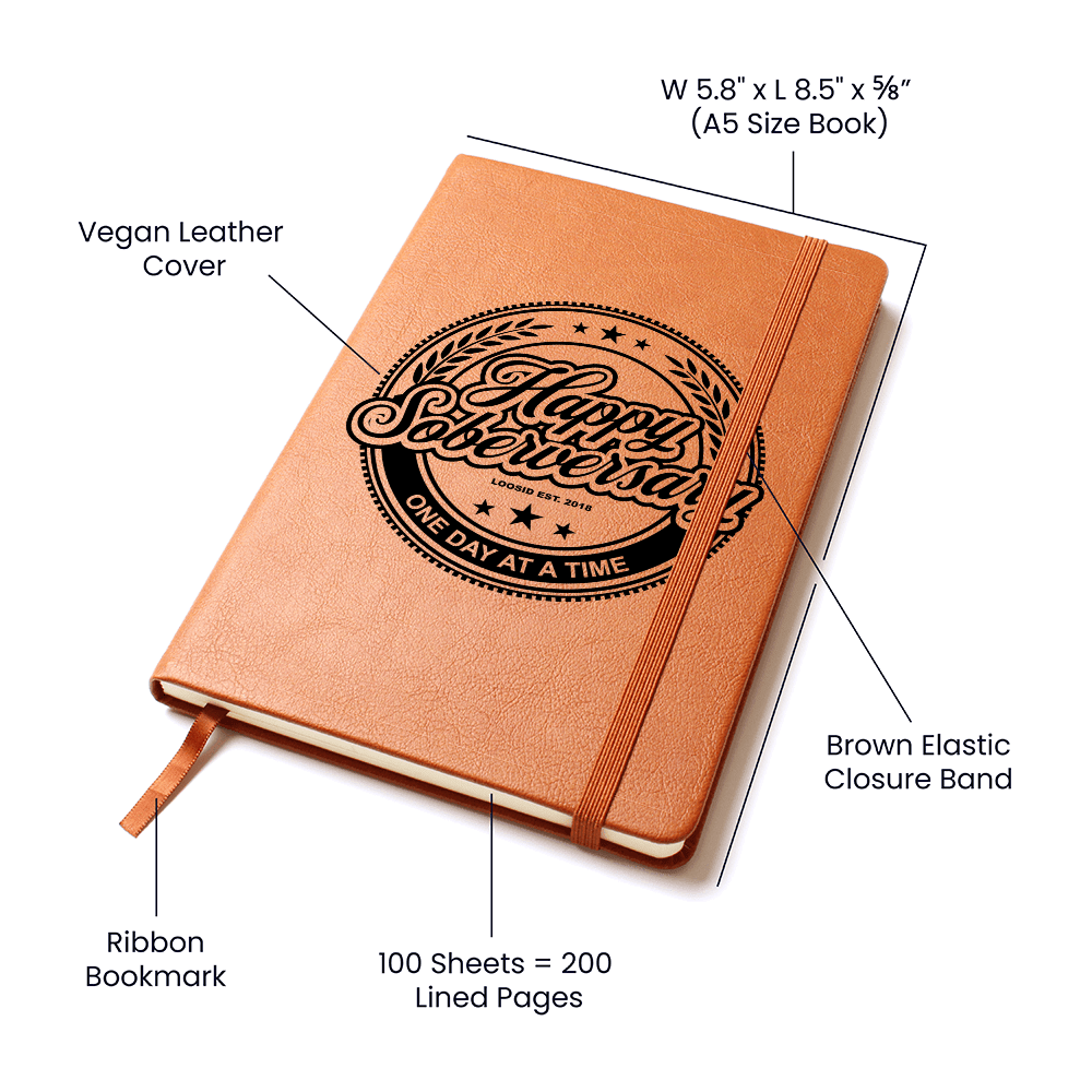Happy Soberversary Vegan Leather Journal