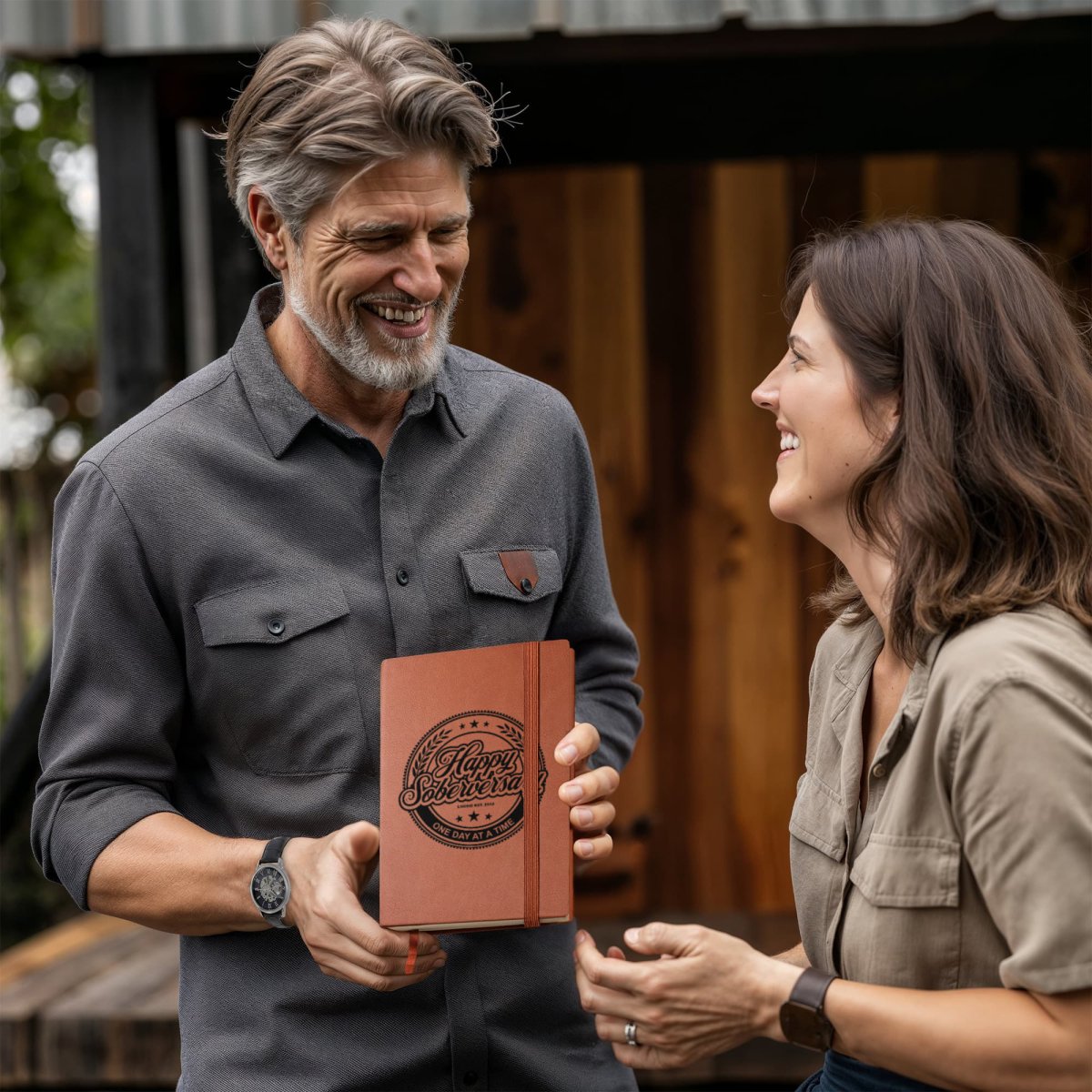 Happy Soberversary Vegan Leather Journal
