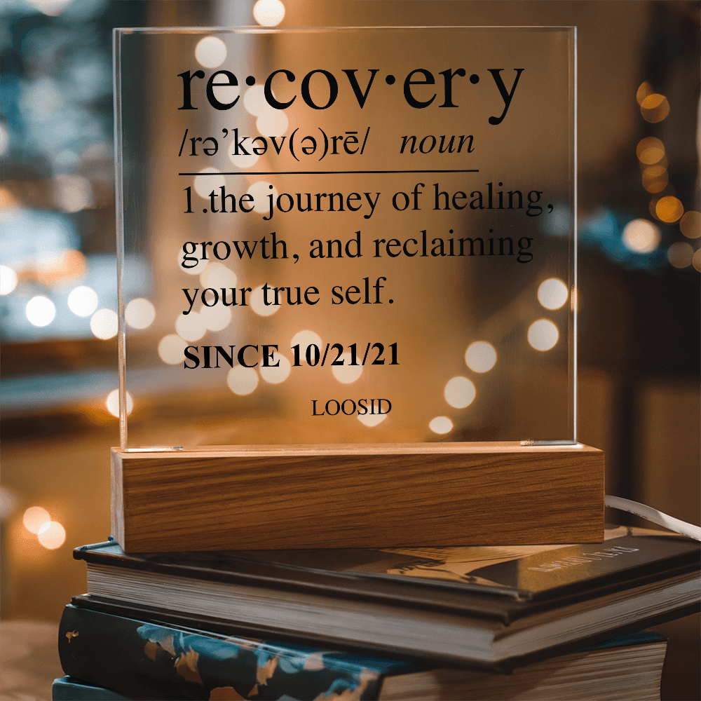 Recovery Acrylic Plaqye w Personalize Sober Date Sobriety Gift graphic detail (view 4)