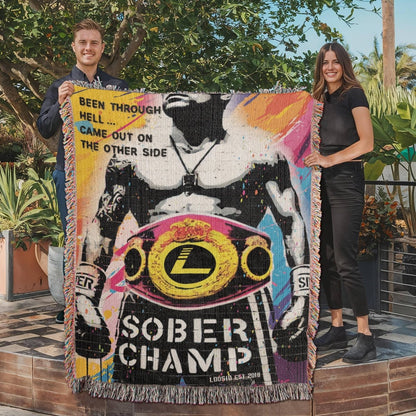 Sober Champ Man Heirloom Woven Blanket