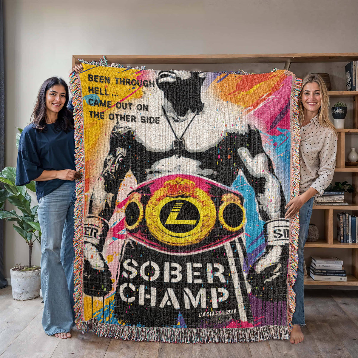 Sober Champ Man Heirloom Woven Blanket