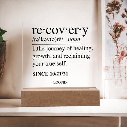 Recovery Acrylic Plaqye w Personalize Sober Date Sobriety Gift packaging detail (view 18)