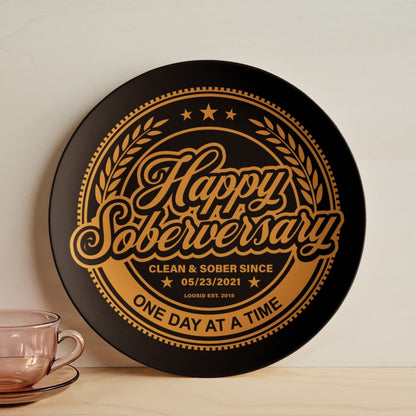Black Happy Soberversary Polymer 10” Plate
