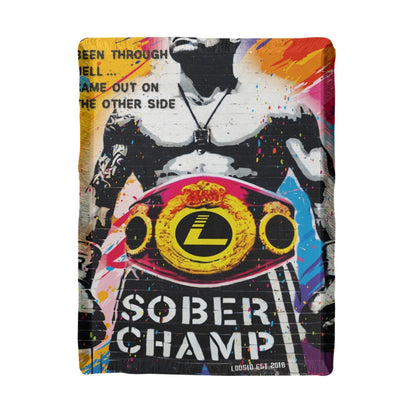 Loosid Sober Champ Man Printed Woven Recovery Blanket featuring the design