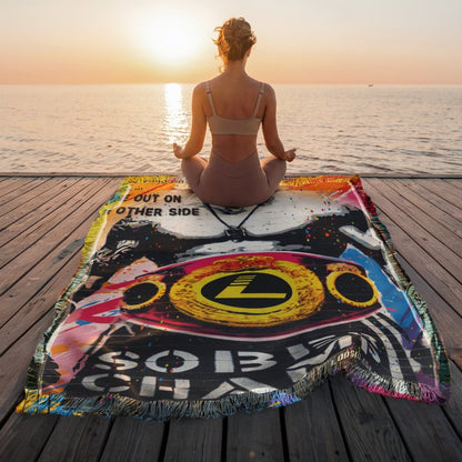 Sober Champ Man Printed Woven Recovery Blanket lifestyle view (view 5)