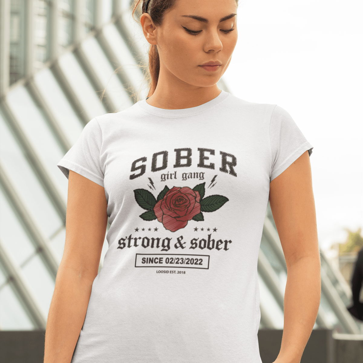 SOBER Girl Gang – Strong & Sober T-shirt with Custom Sobriety Date
