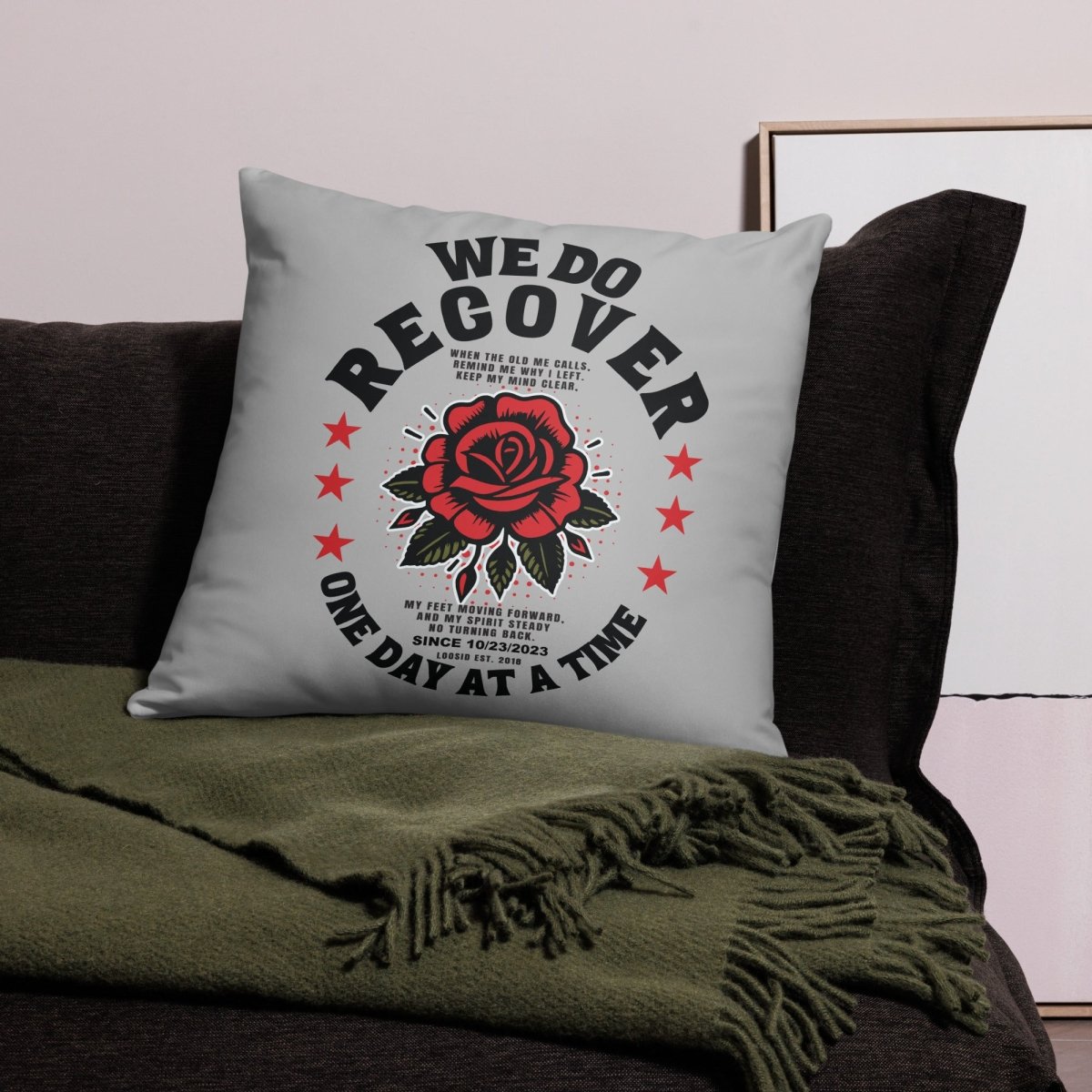 We Do Recover Sober Pillow graphic detail (view 4)