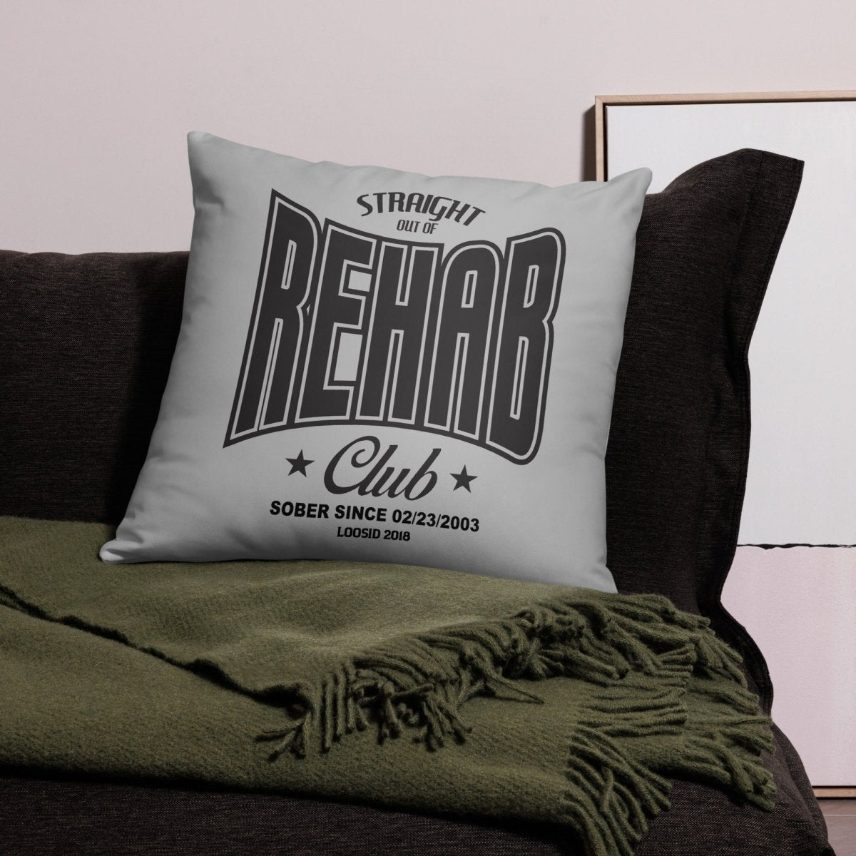Rehab Sober Pillow graphic detail (view 4)