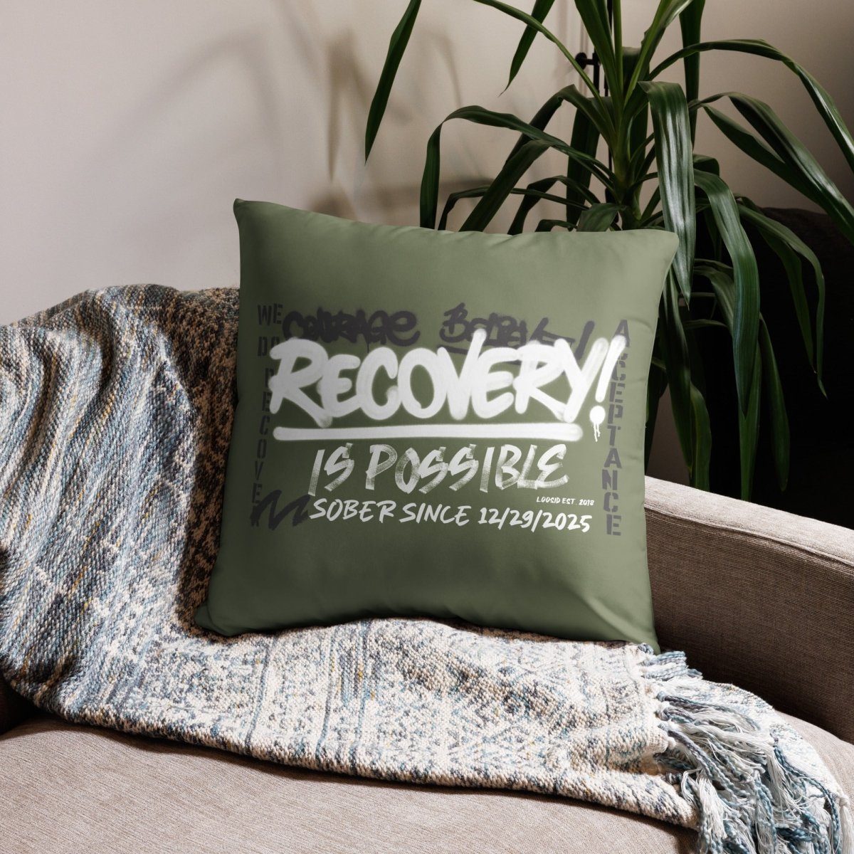 Recovery is Possible Sober Pillow graphic detail (view 4)