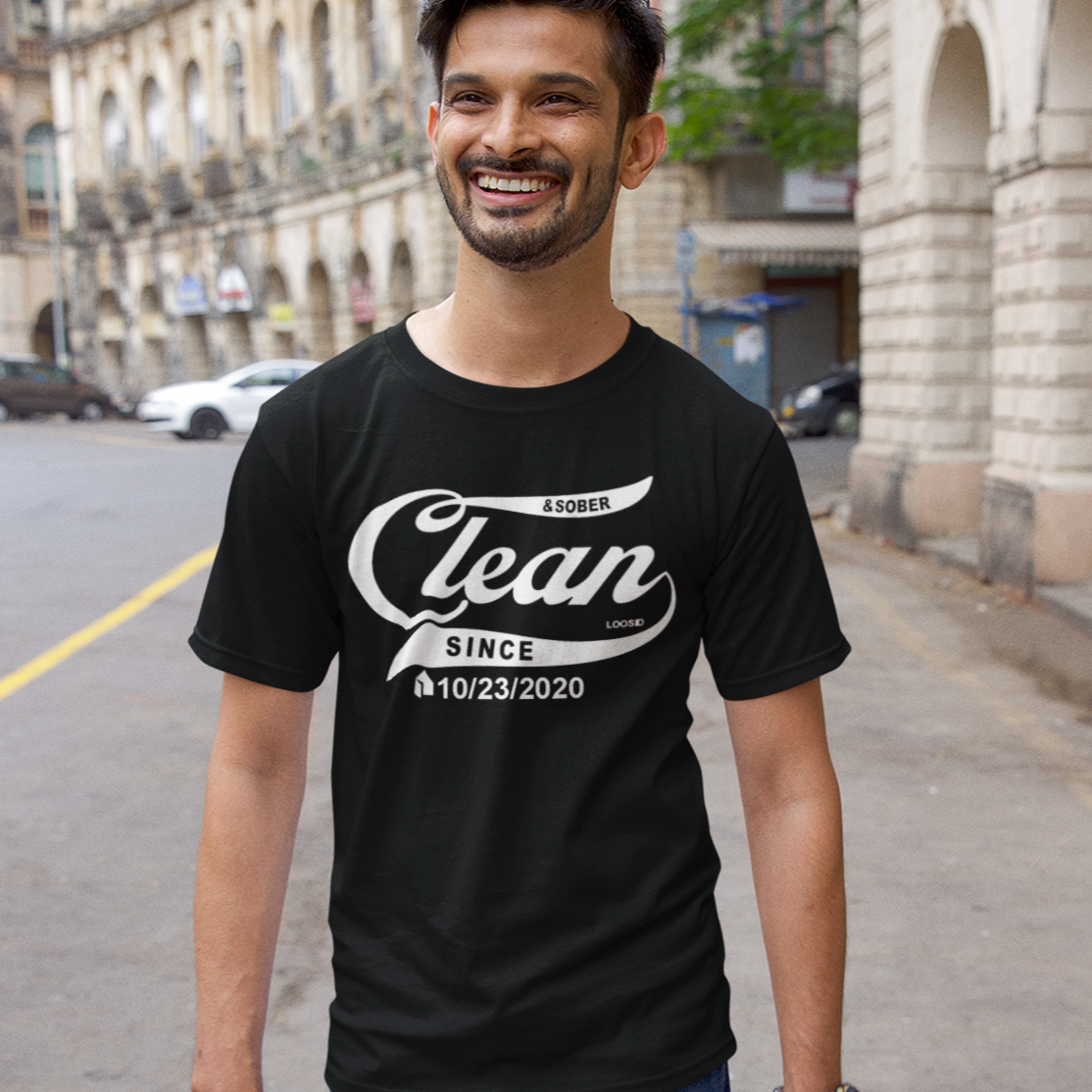 Mar Clean & Sober T-shirt w/ Personalized Sobriety Date