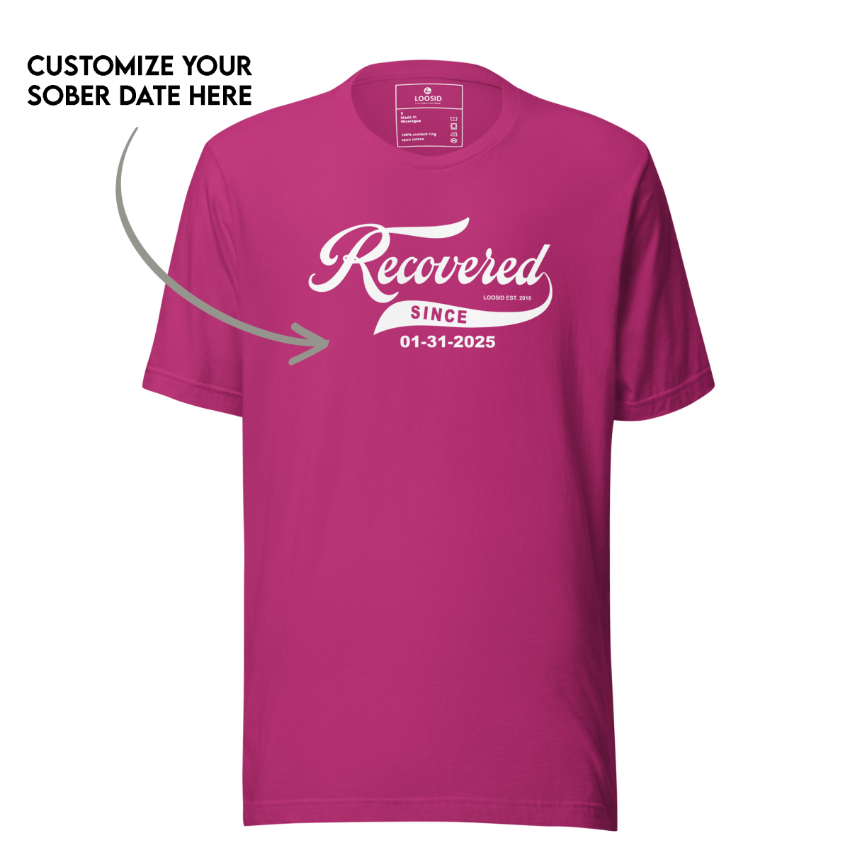 Women’s Recovered Since Tee w/ Personalized Clean Date