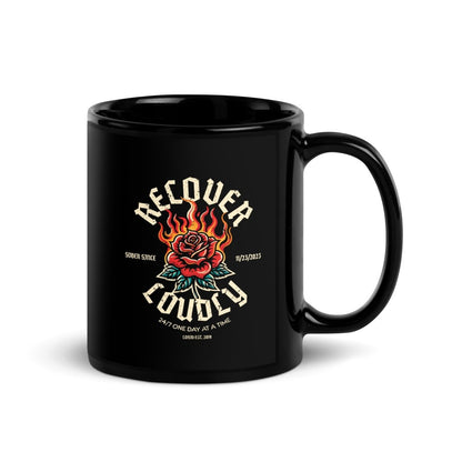 Recover Loudly Sober Coffee Mug flat lay styled image (view 3)