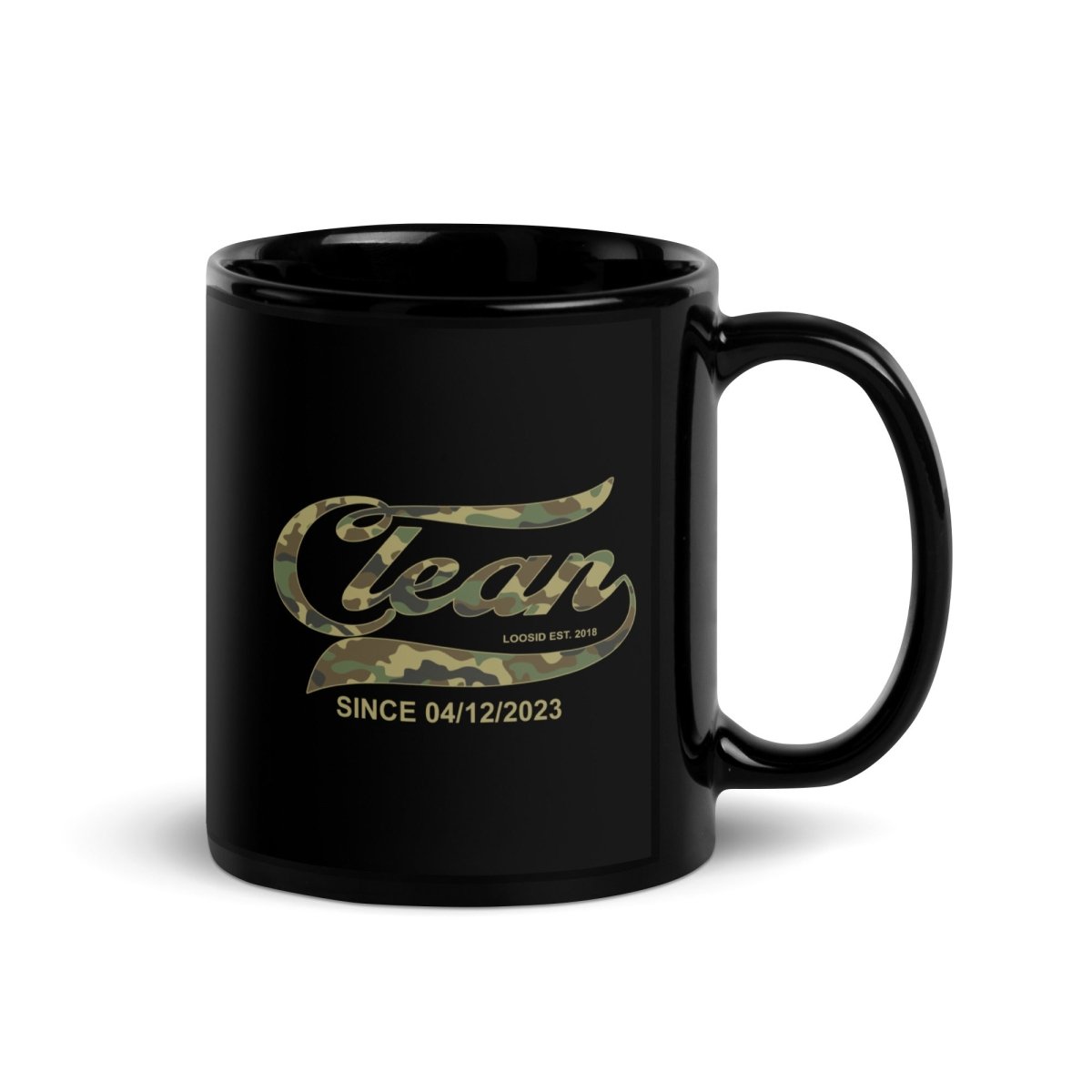 Clean Camo Sober Coffee Mug flat lay styled image (view 3)