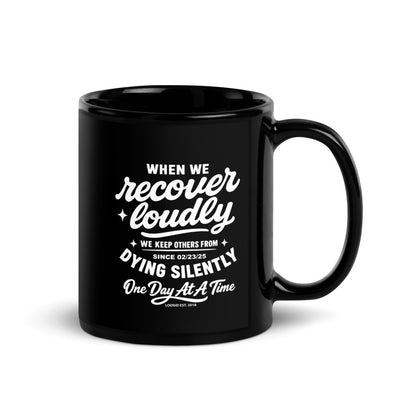 When We Recover Loudly Sober Coffee Mug flat lay styled image (view 3)