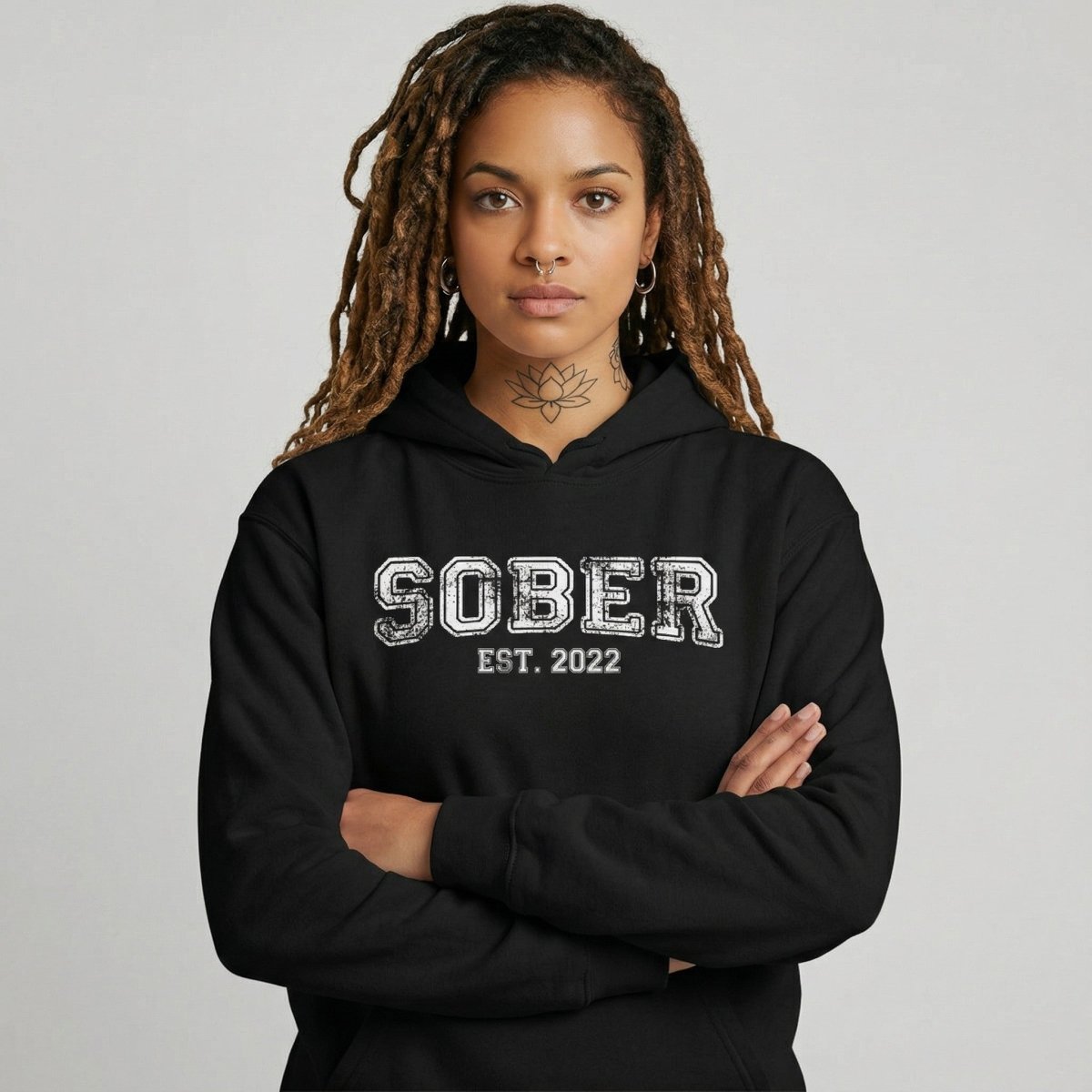 Women's Sober Est. Hoodie w/ Personalized Sobriety Year Hoodie