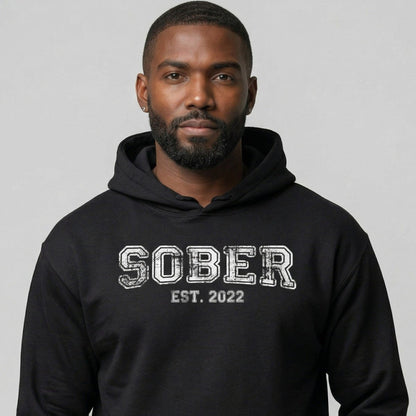 Men's Sober Est. Hoodie w/ Personalized Sobriety Year