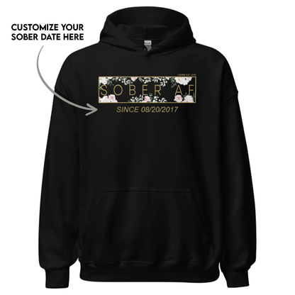 Women's Sober AF Flower Hoodie + Trucker Hat Bundle w/ Personalized Sobriety Date