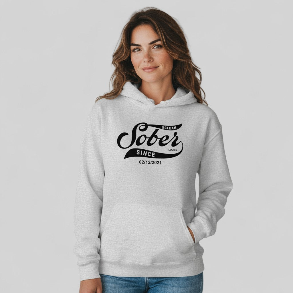 Recovery Hoodie | Women's Sober Since Hoodie with Custom Sober Date