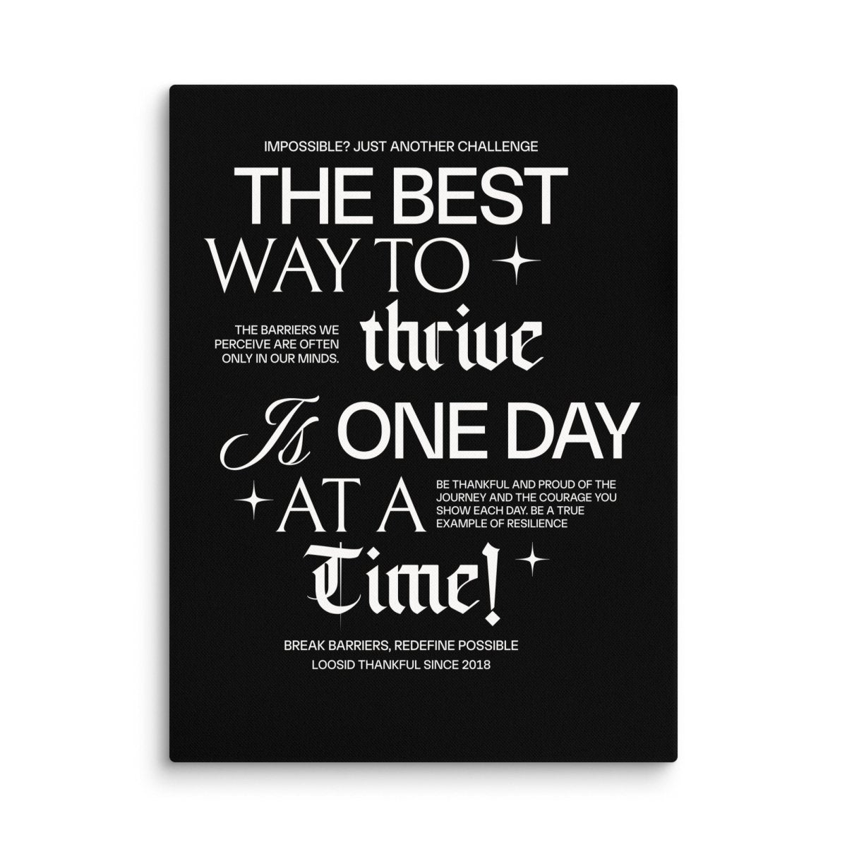 Be Thankful & Thrive Canvas with Recovery Quote Sobriety Art lifestyle view (view 5)