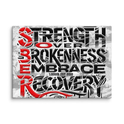 SOBER Strength Graffiti Canvas for Bold Recovery Decor Sobriety Art back view (view 7)