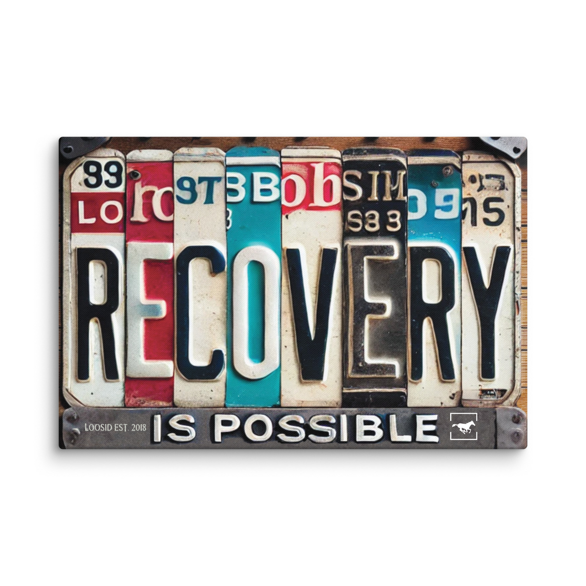 40 x 60 Thoroughbred Recovery Is Possible License Plate Canvas Art