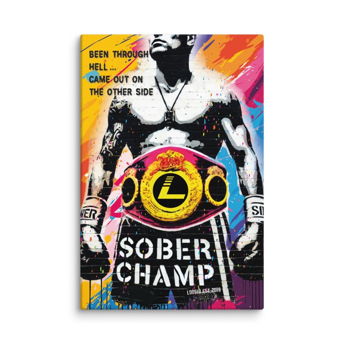 Sober Champ Canvas for Men Sobriety Art back view (view 7)