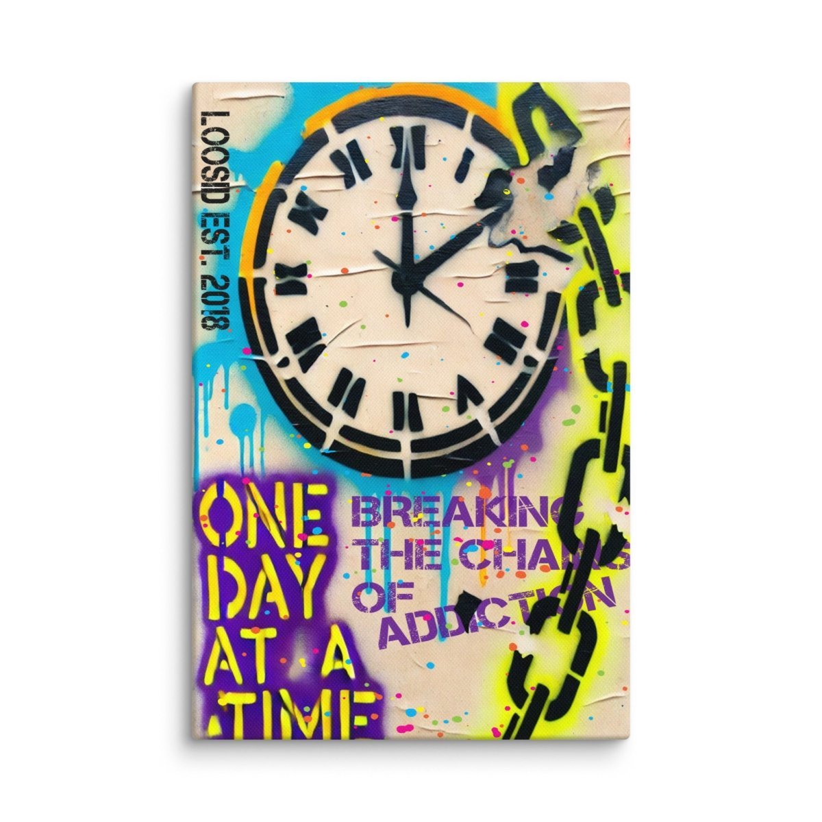 One Day at a Time Canvas Art w/ Personalized Sobriety Date