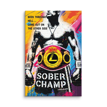 Sober Champ Canvas for Men Sobriety Art flat lay styled image (view 3)