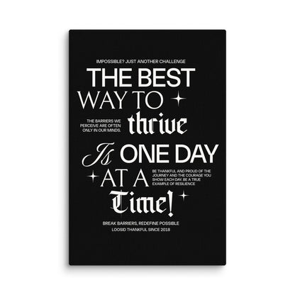 Be Thankful & Thrive Canvas with Recovery Quote Sobriety Art flat lay styled image (view 3)