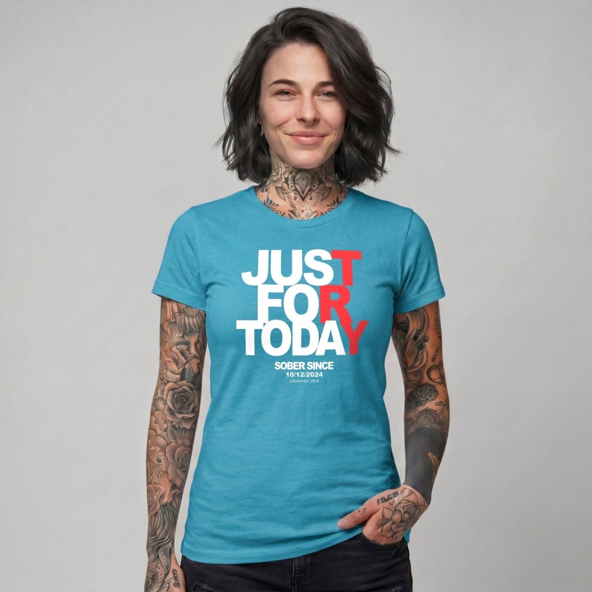 Just Try For Today Sober T Shirt with Custom Sobriety Date