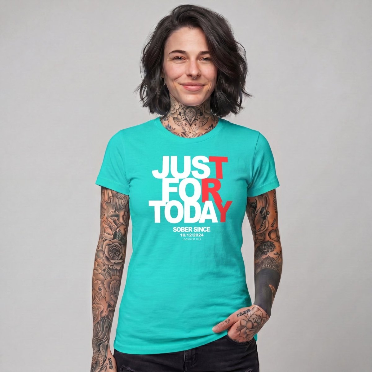 Just Try For Today Sober T Shirt with Custom Sobriety Date
