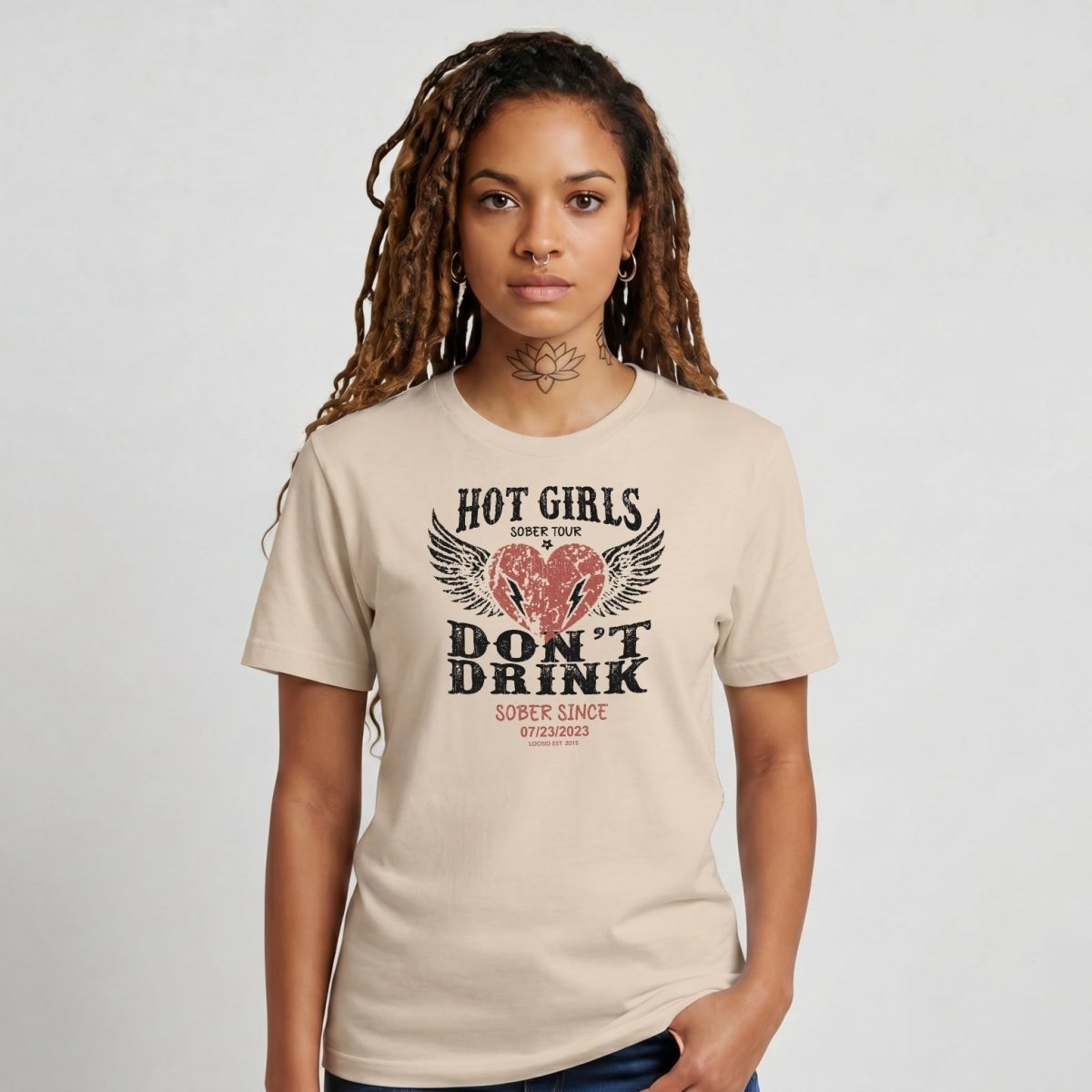 Hot Girls Sober T Shirt with Custom Sobriety Date